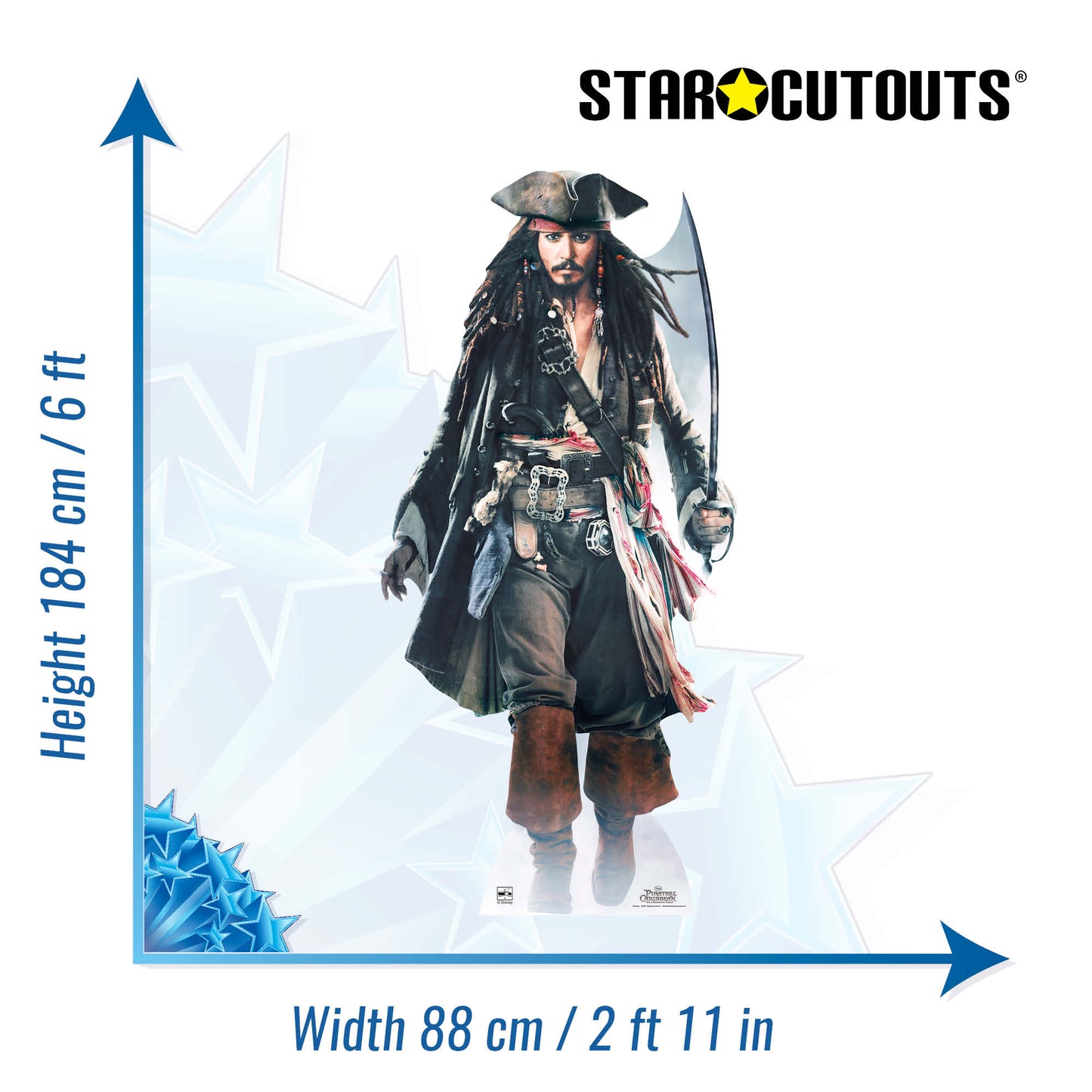 Captain Jack Sparrow (Sword) Cardboard Cutout Height 184cm