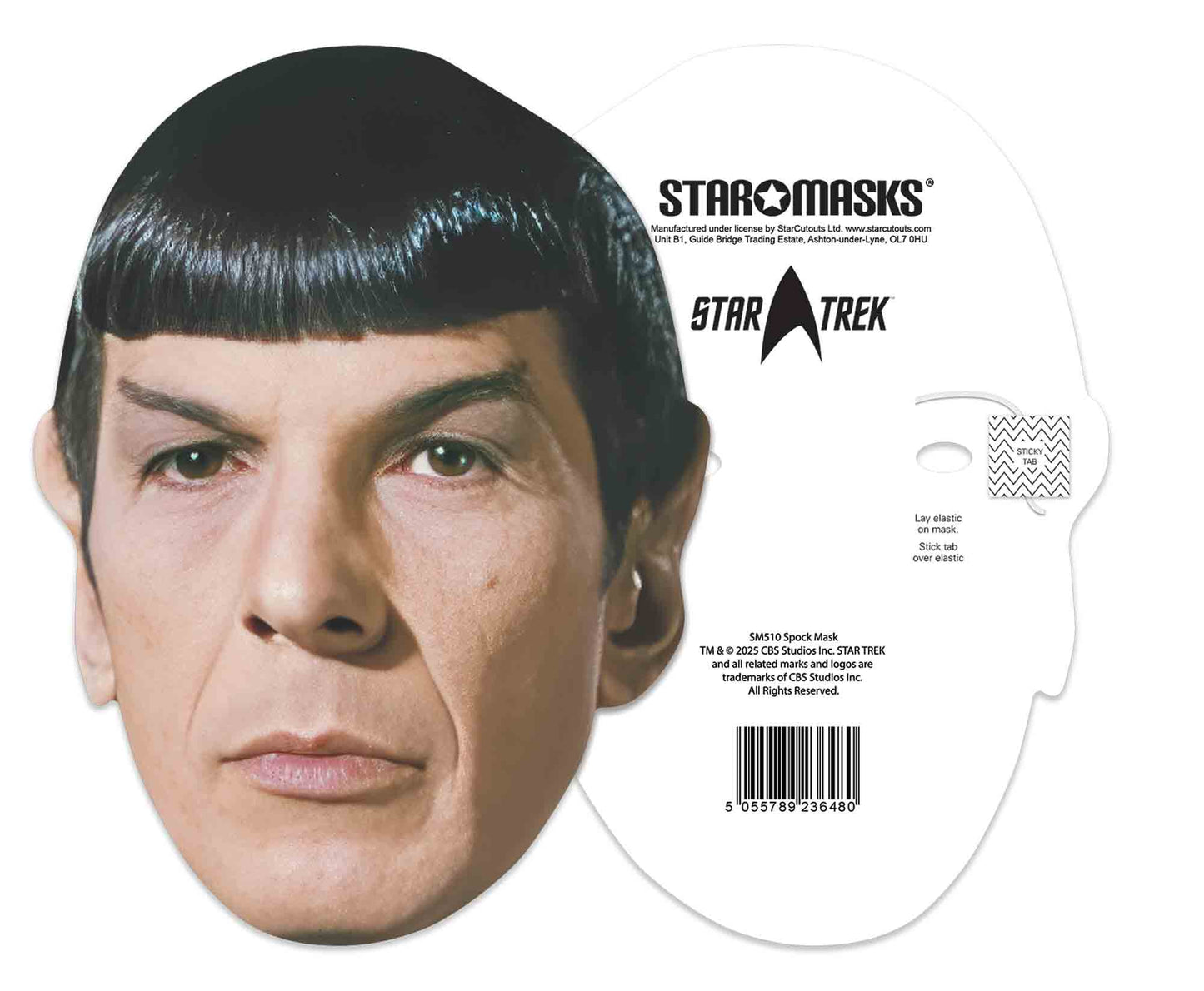 SM510 Spock Mask Leonard Nimoy Star Trek - Includes Tabs and Elastic