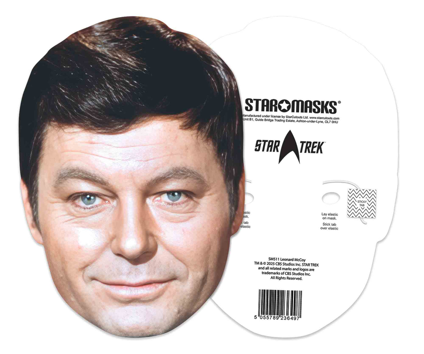 SM511 Mccoy Mask DeForest Kelley Star Trek - Includes Tabs and Elastic