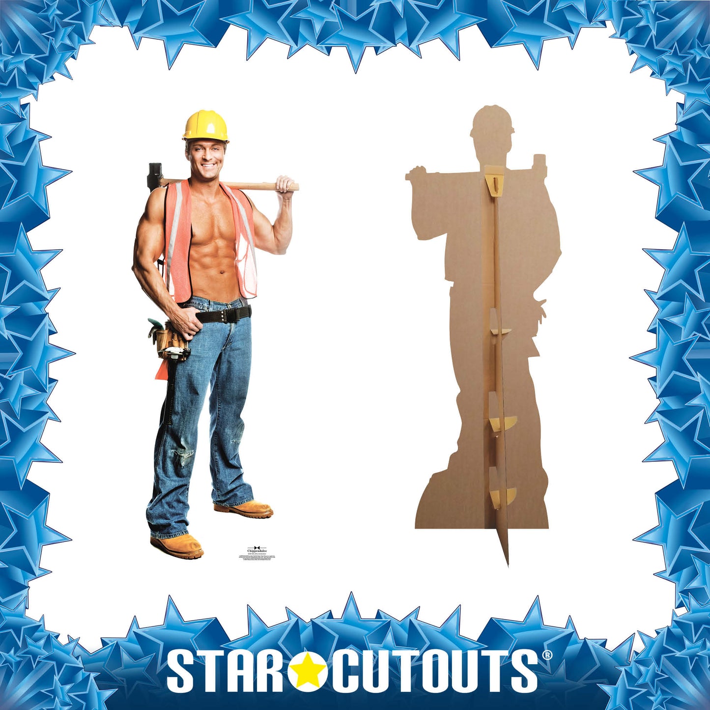 SC529 Billy Construction Worker Cardboard Cut Out Height 189cm - mycardboardcutout