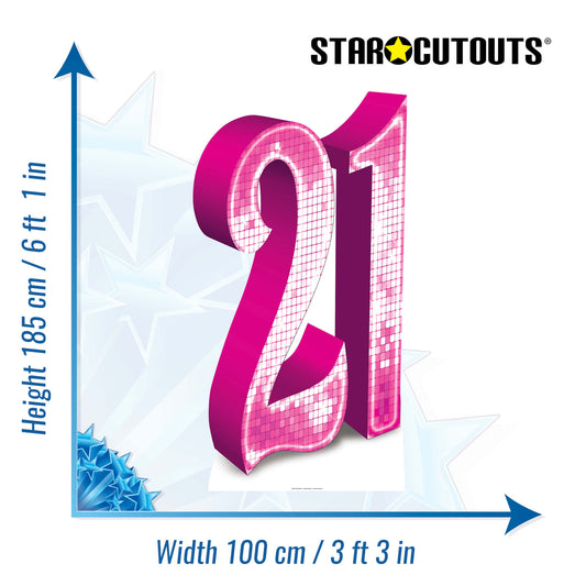 SC630 PINK number 21 Cardboard Cut Out Height 185cm - mycardboardcutout