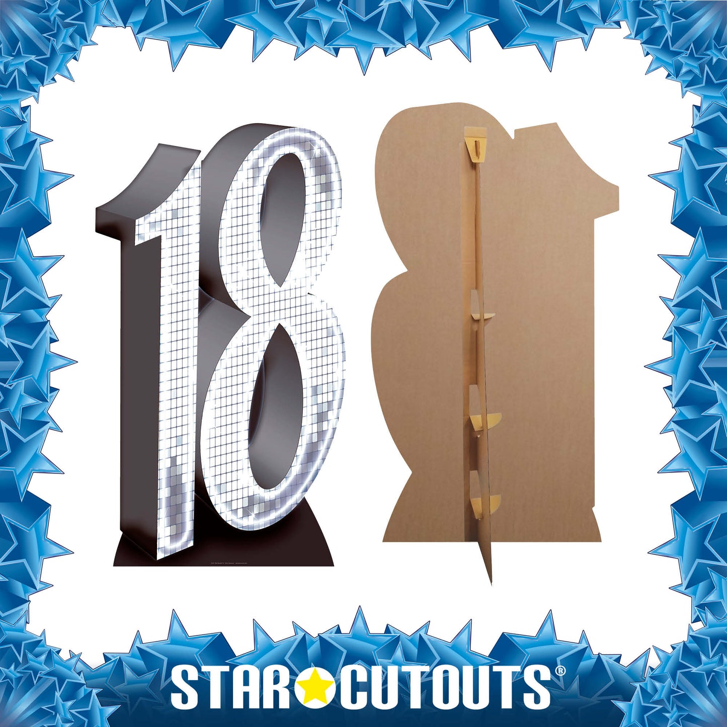 SC631 SILVER number 18 Cardboard Cut Out Height 176cm - mycardboardcutout