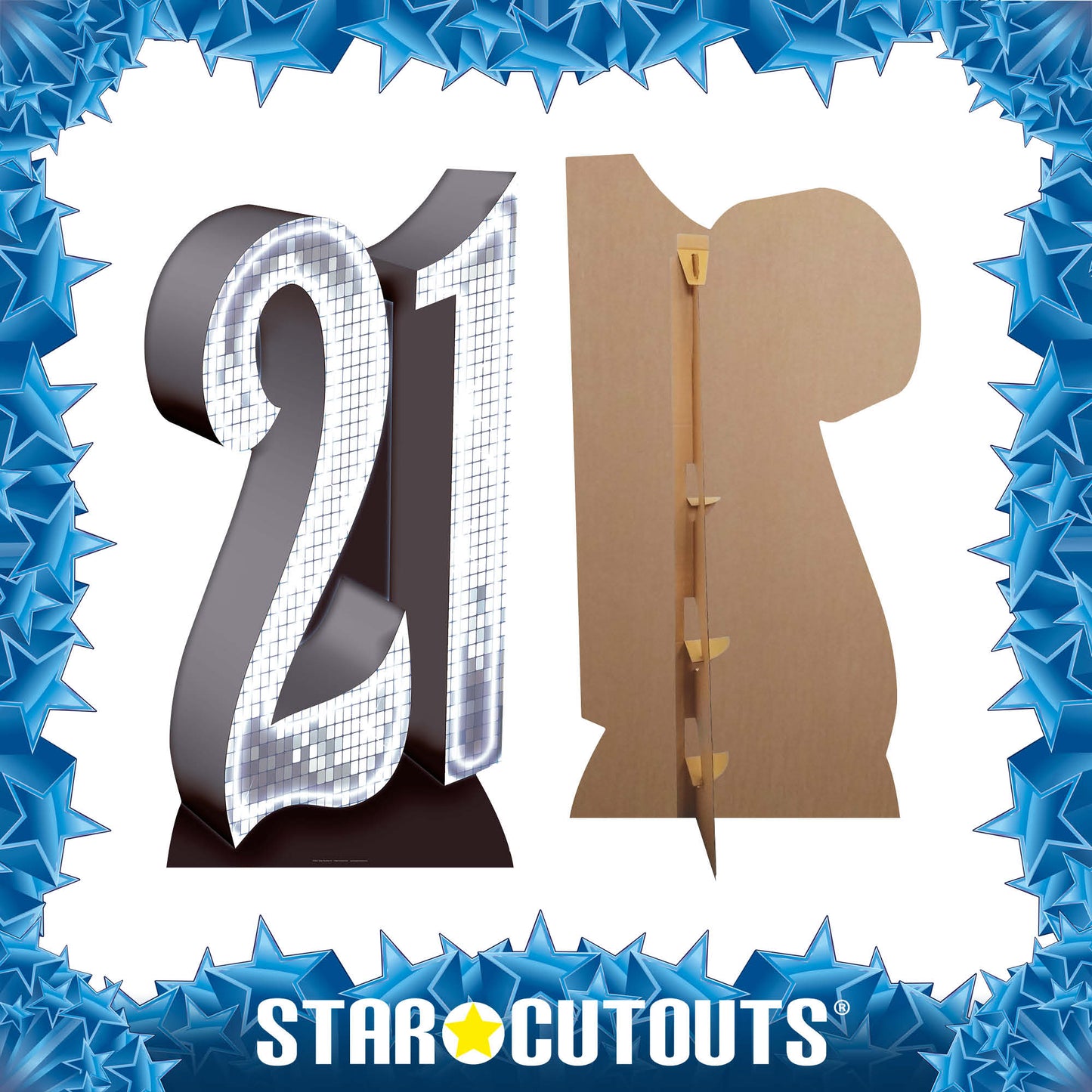 SC632 SILVER number 21 Cardboard Cut Out Height 185cm - mycardboardcutout