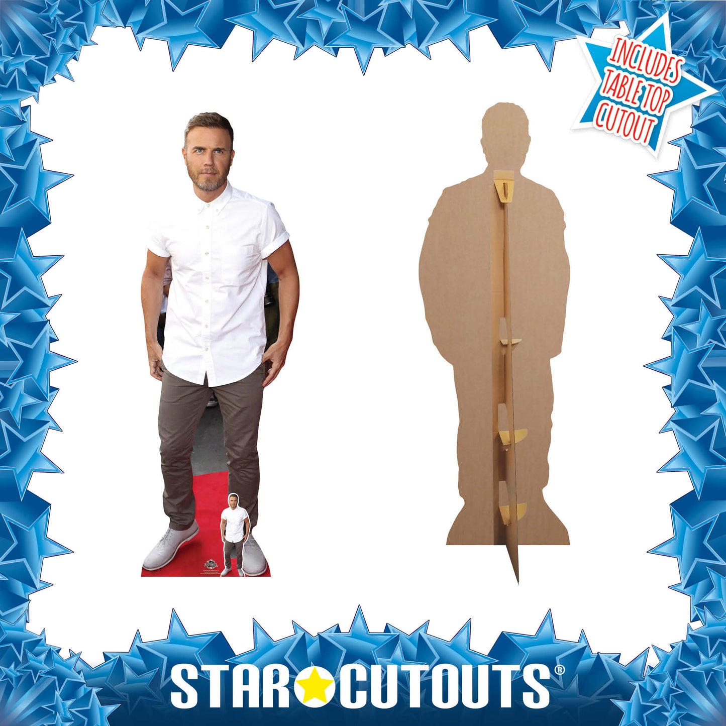 CS659 Gary Barlow White Shine Height 175cm Lifesize Cardboard Cut Out With Mini - mycardboardcutout