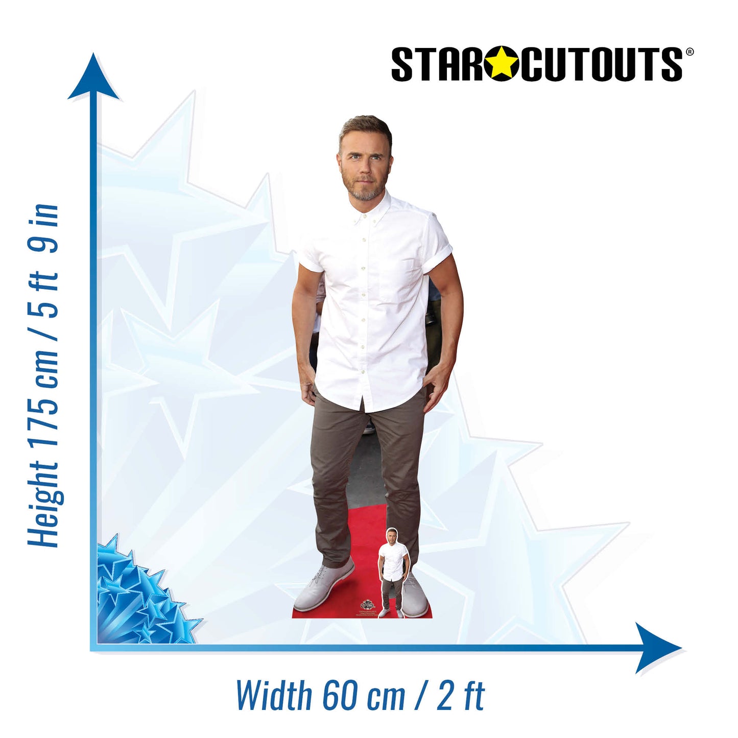 CS659 Gary Barlow White Shine Height 175cm Lifesize Cardboard Cut Out With Mini - mycardboardcutout