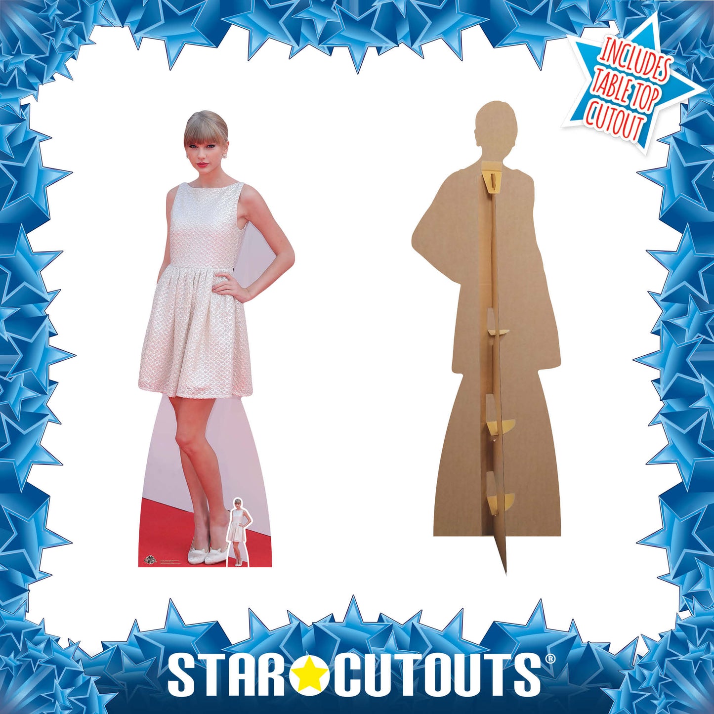 CS670 Taylor (White Dress) Height 182cm Lifesize Cardboard Cut Out With Mini - mycardboardcutout
