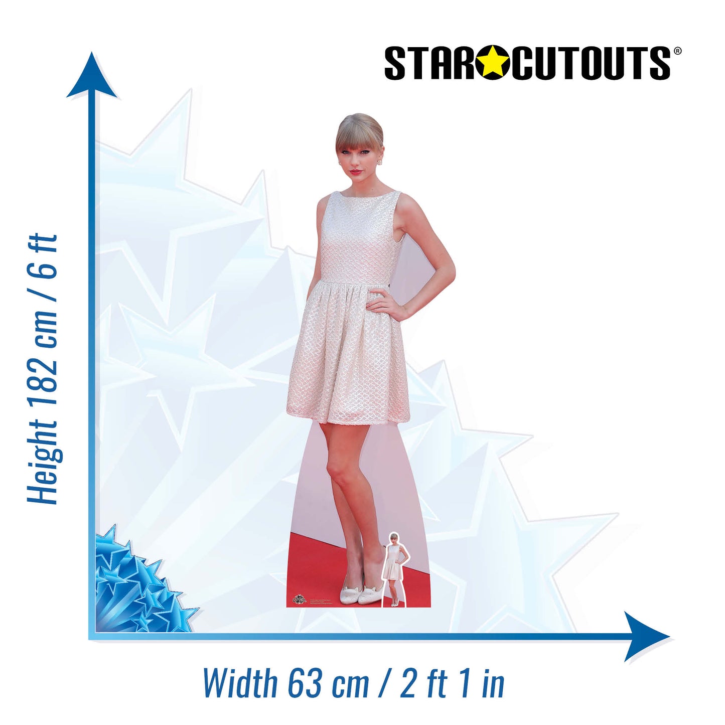 CS670 Taylor (White Dress) Height 182cm Lifesize Cardboard Cut Out With Mini - mycardboardcutout