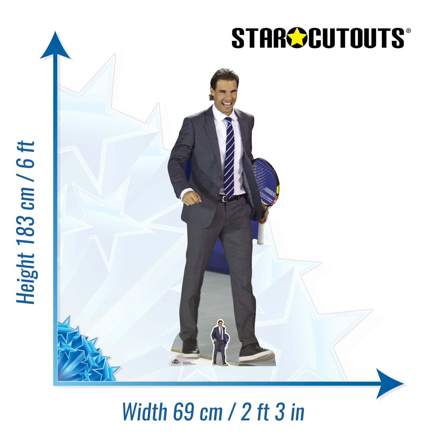 CS672 Rafael Nadal Height 183cm Lifesize Cardboard Cut Out With Mini - mycardboardcutout