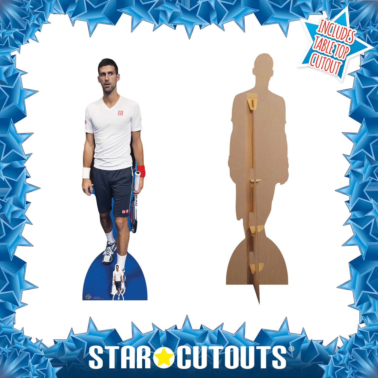 CS676 Novak Djokovic Height 186cm Lifesize Cardboard Cut Out With Mini - mycardboardcutout