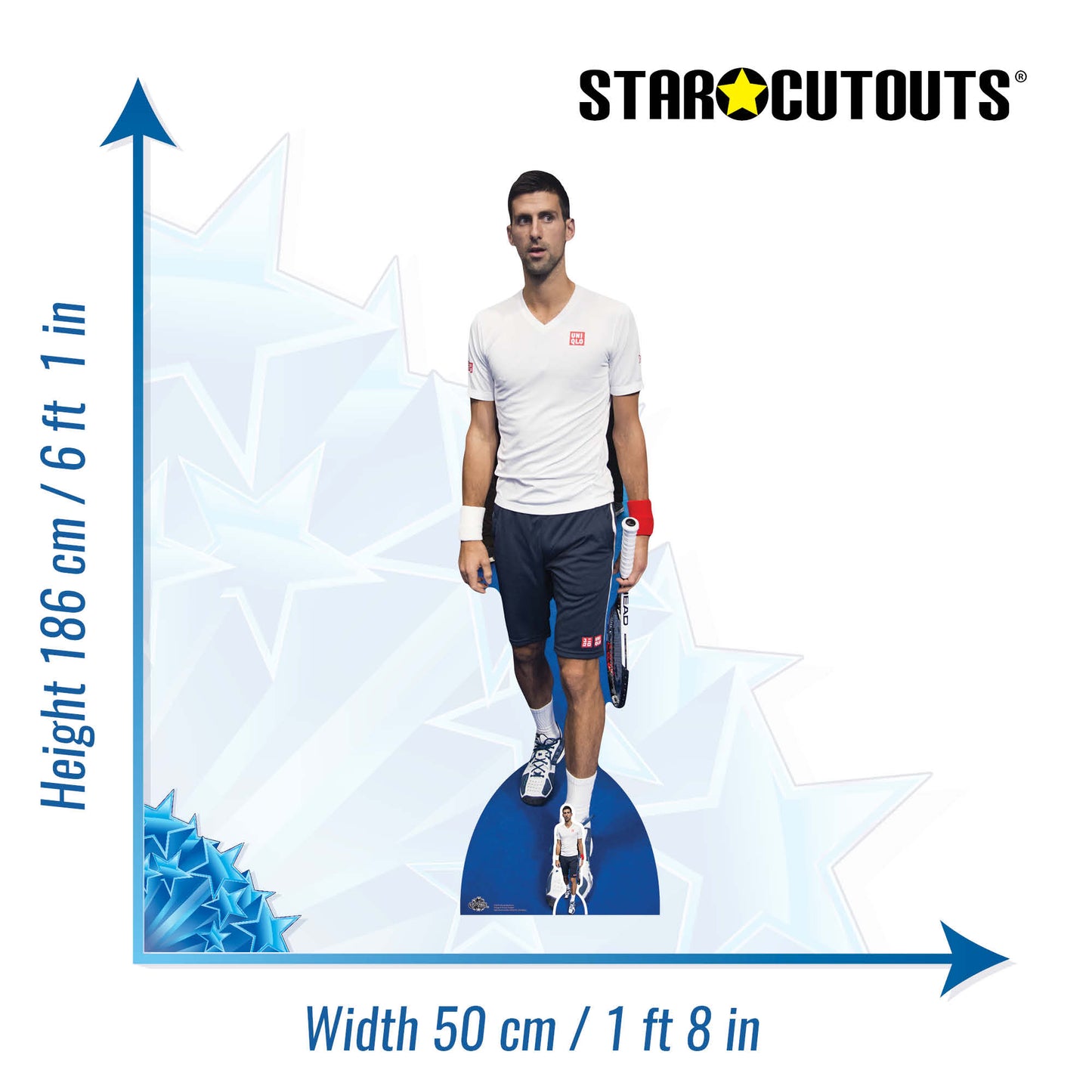 CS676 Novak Djokovic Height 186cm Lifesize Cardboard Cut Out With Mini - mycardboardcutout