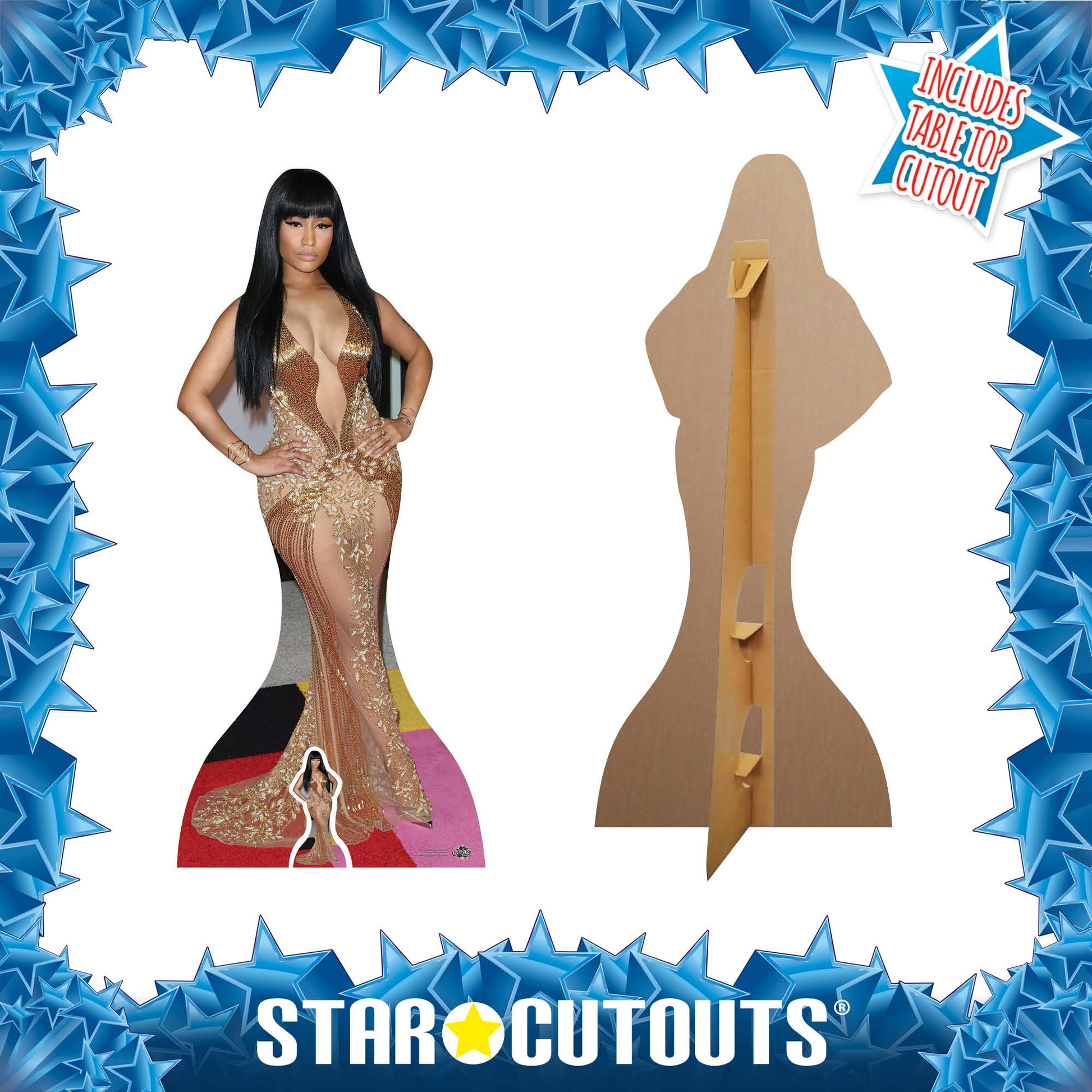CS679 Nicki Minaj (Gold Dress) Height 163cm Lifesize Cardboard Cut Out With Mini - mycardboardcutout