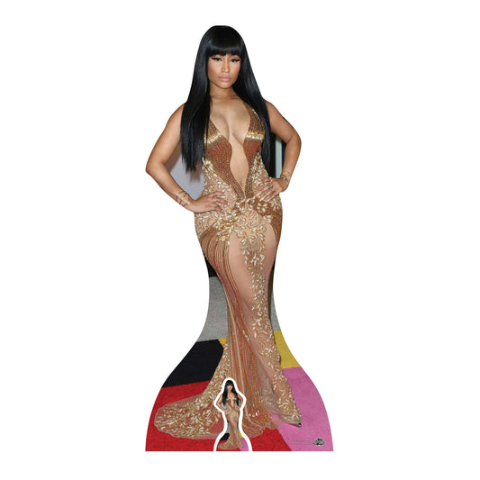 CS679 Nicki Minaj (Gold Dress) Height 163cm Lifesize Cardboard Cut Out With Mini - mycardboardcutout