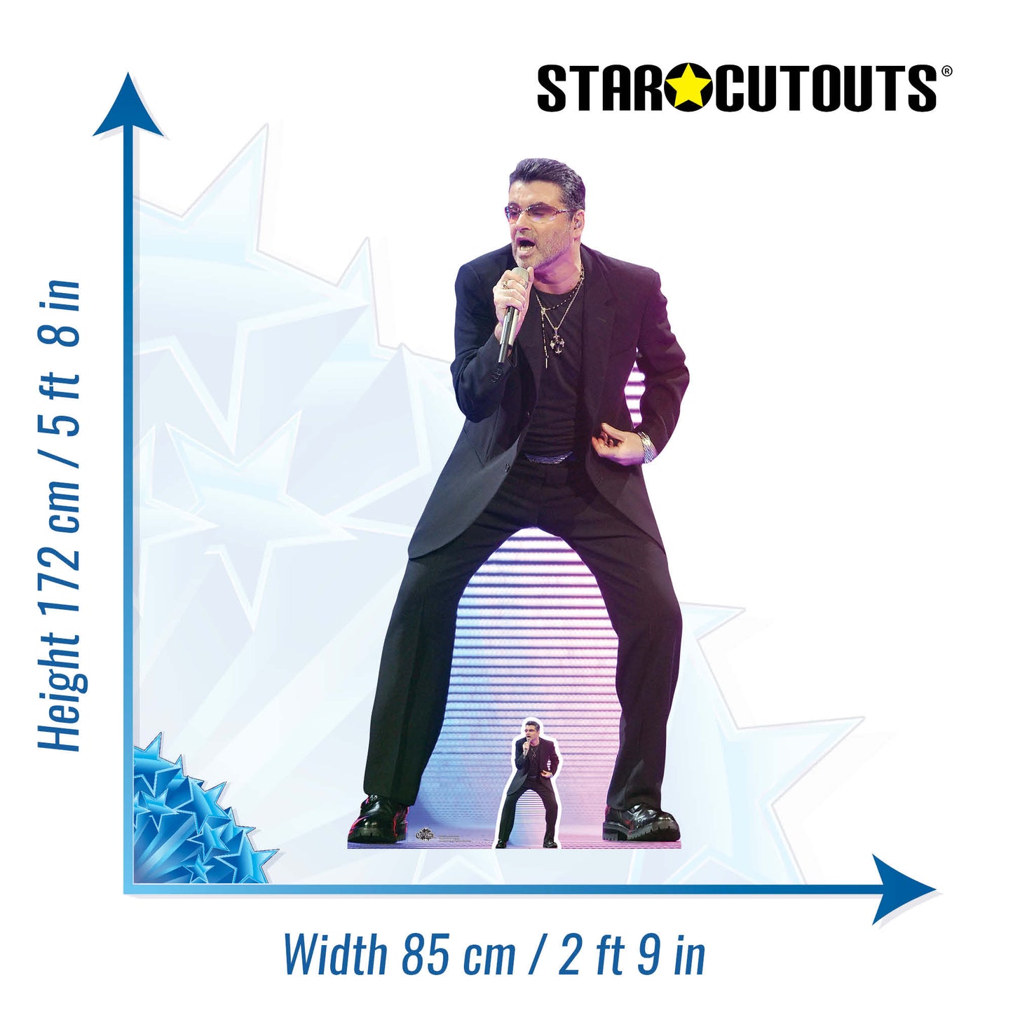 CS686 George Michael Singing Height 172cm Lifesize Cardboard Cut Out With Mini - mycardboardcutout