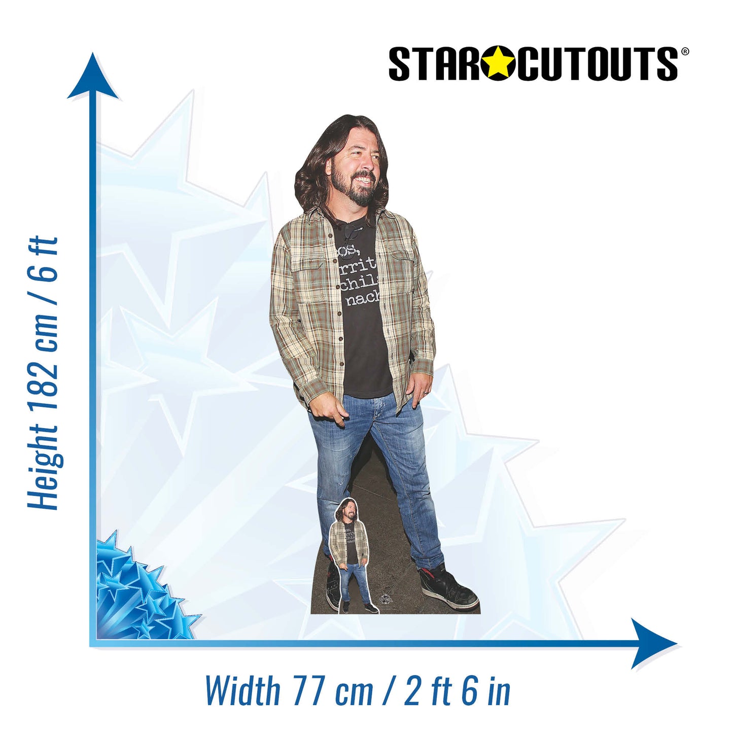 CS702 Dave Grohl Check Shirt Height 182cm Lifesize Cardboard Cut Out With Mini - mycardboardcutout