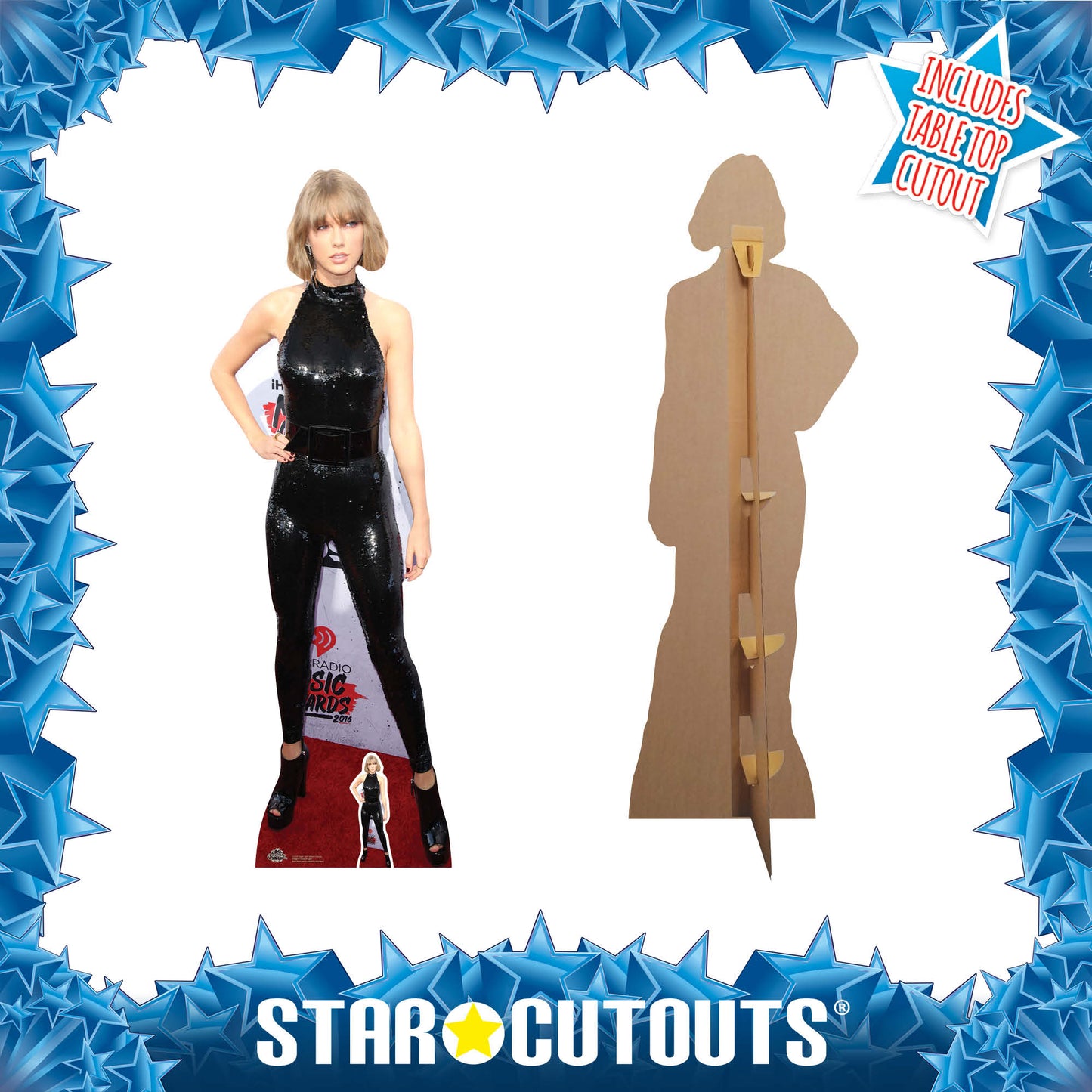CS703 Taylor Swift Black Catsuit Height 179cm Lifesize Cardboard Cut Out With Mini - mycardboardcutout