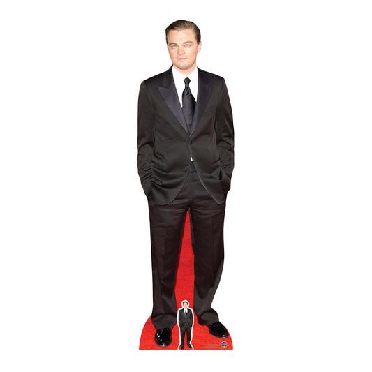CS705 Leonardo DiCaprio (Black Suit) Height 183cm Lifesize Cardboard Cut Out With Mini - mycardboardcutout