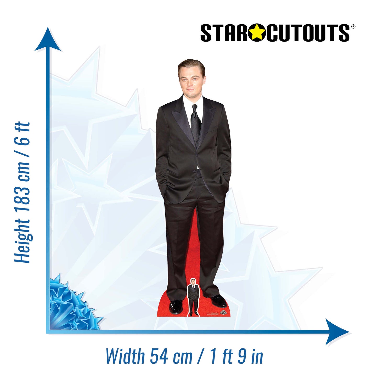 CS705 Leonardo DiCaprio (Black Suit) Height 183cm Lifesize Cardboard Cut Out With Mini - mycardboardcutout