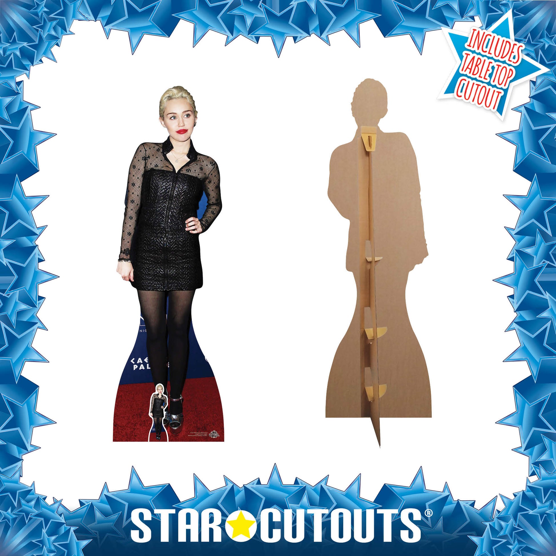 CS707 Miley Cyrus (Black Dress) Height 174cm Lifesize Cardboard Cut Out With Mini - mycardboardcutout