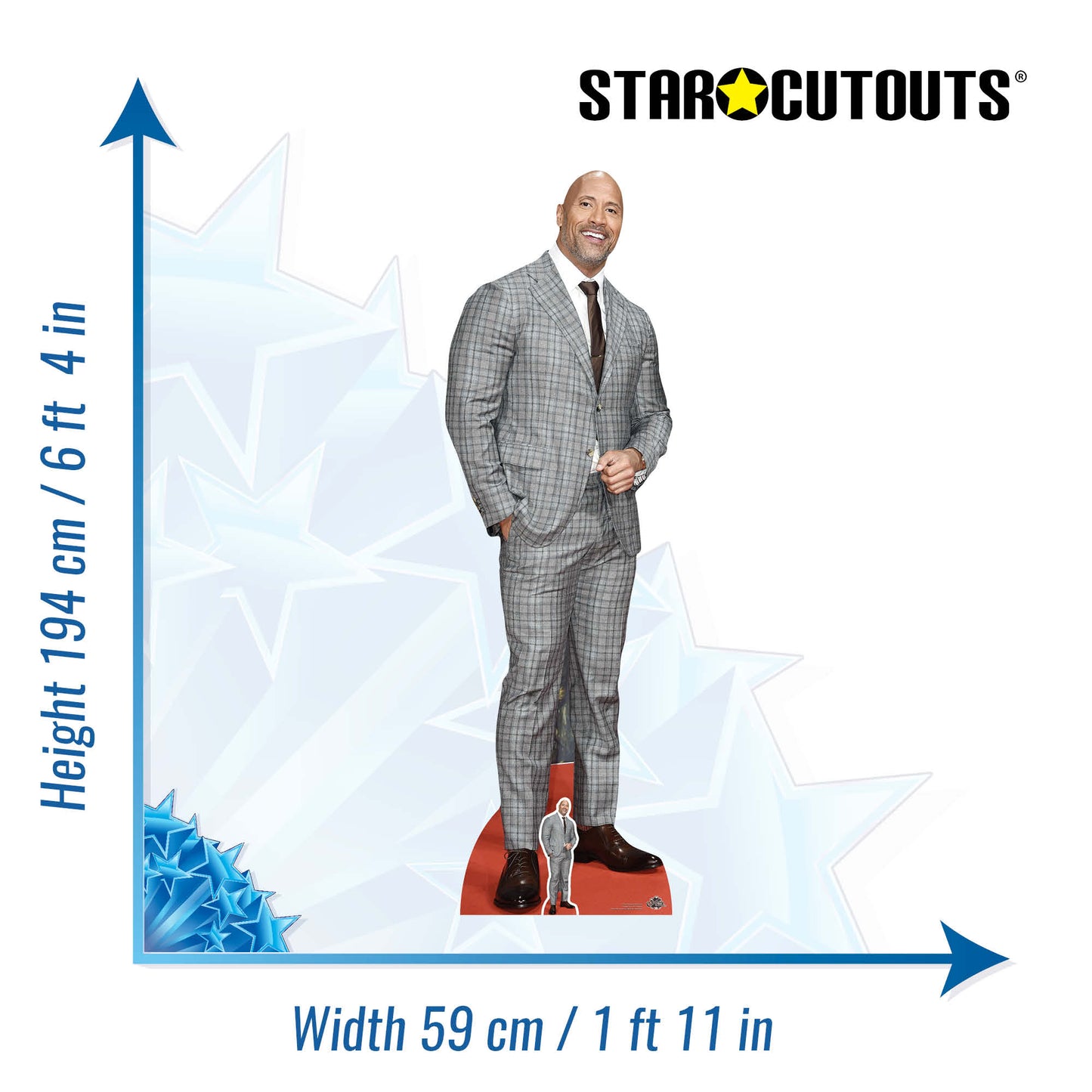 CS727 Dwayne Johnson Checked Suit Height 194cm - mycardboardcutout
