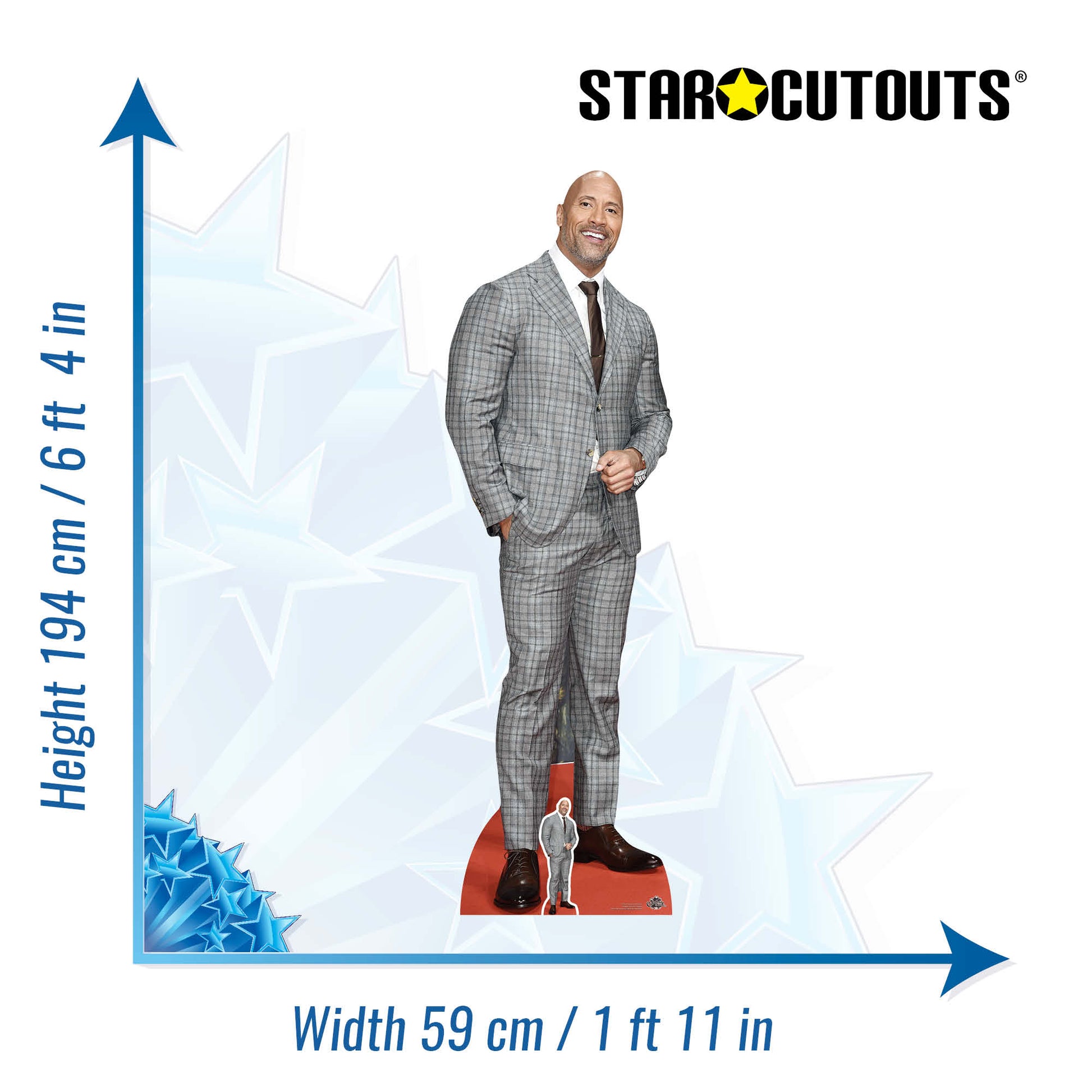 CS727 Dwayne Johnson Checked Suit Height 194cm - mycardboardcutout