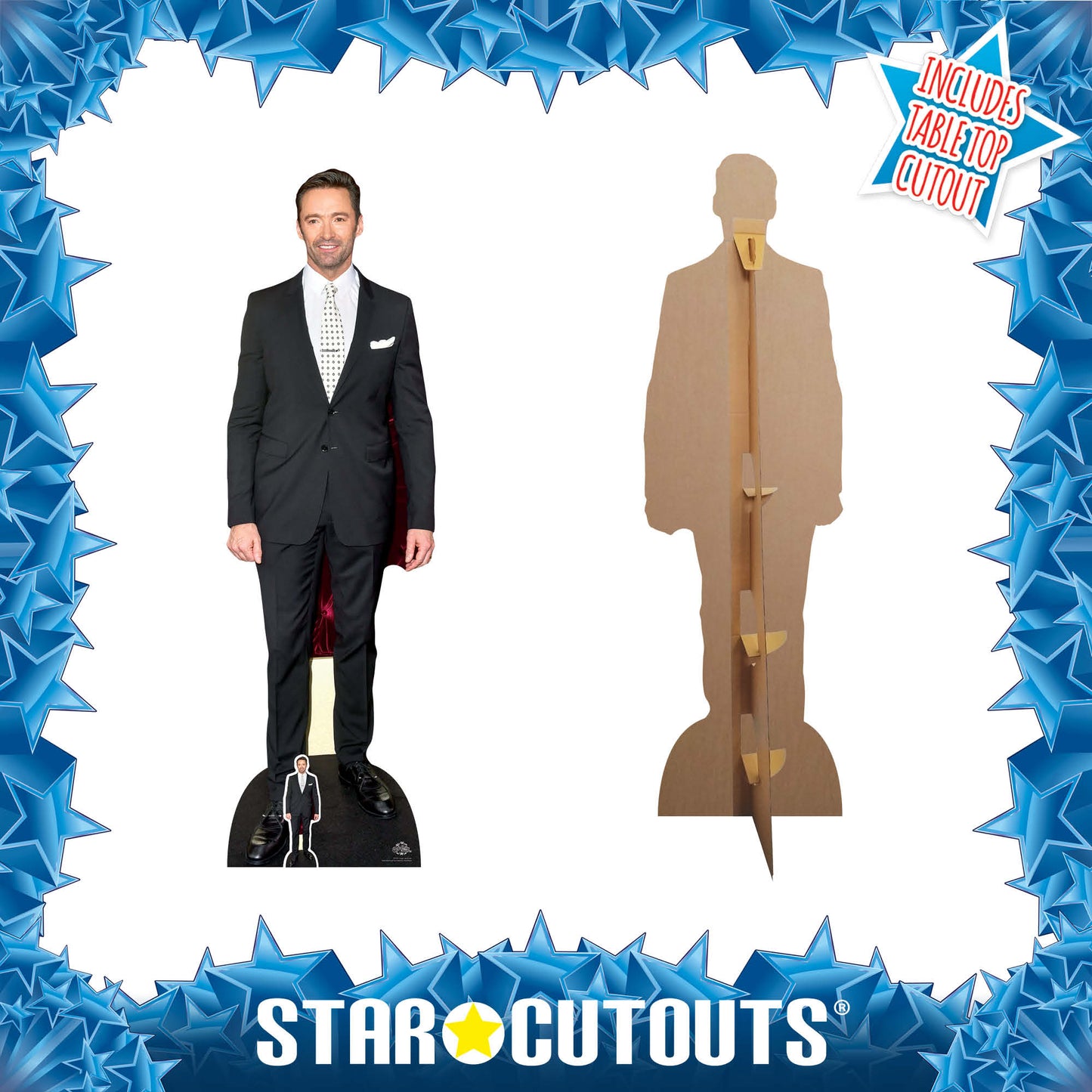 CS781 Hugh Jackman Polka Dot Tie Height 189cm Lifesize Cardboard Cut Out With Mini - mycardboardcutout