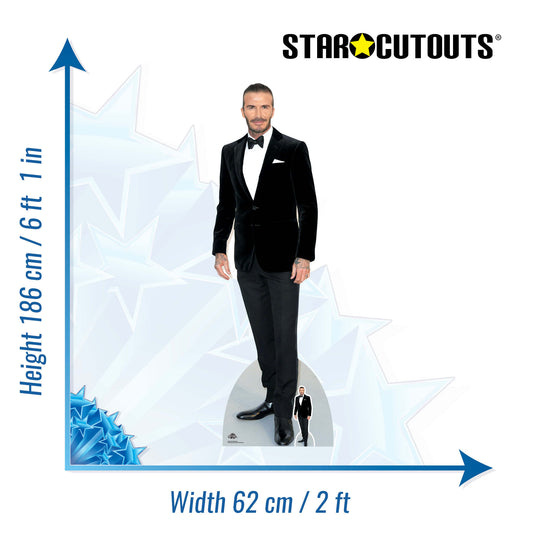 CS782 David Beckham Smart Black Suit Bow Tie Height 186cm Lifesize Cardboard Cut Out With Mini - mycardboardcutout