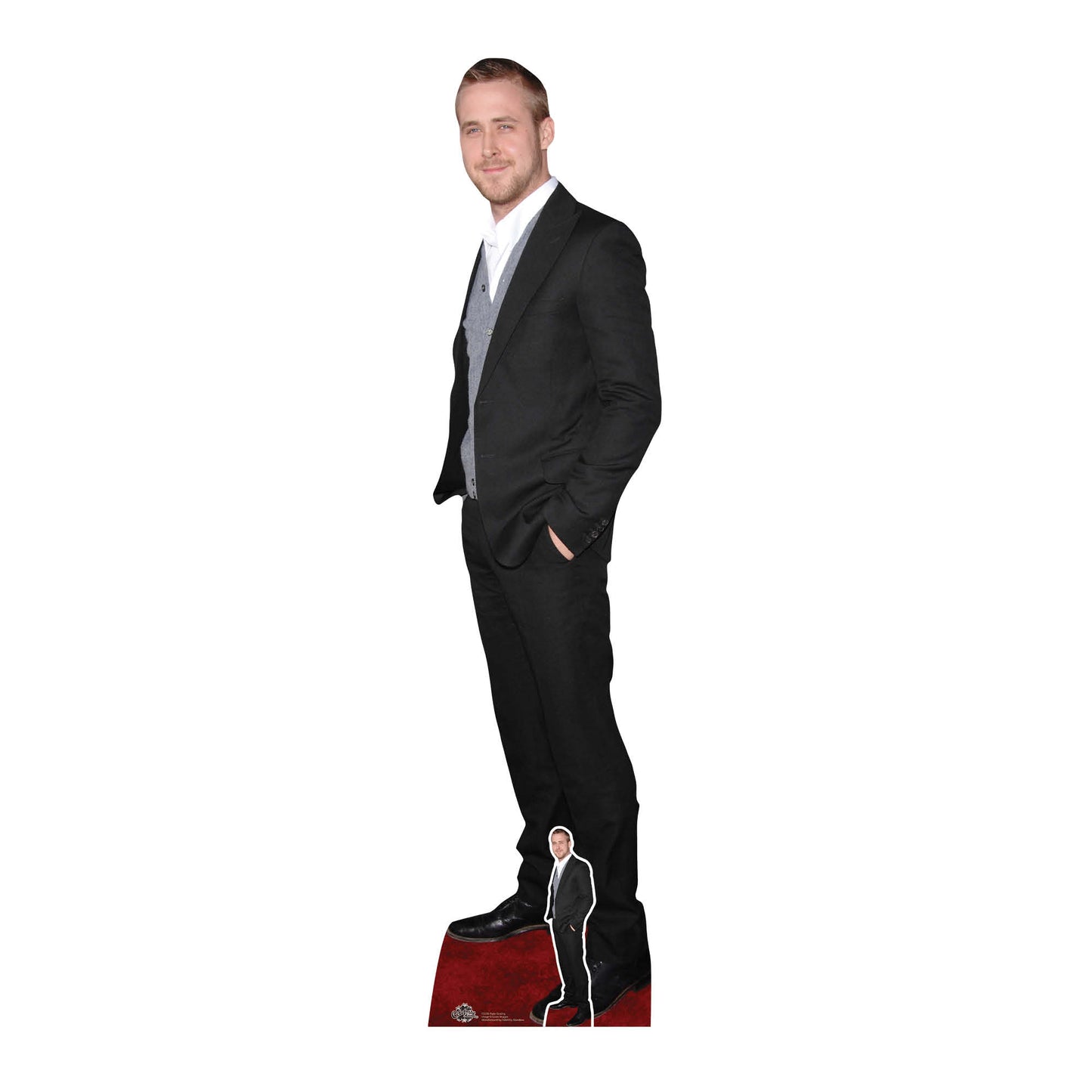 CS786 Ryan Gosling Black Suit Cute Smile Height 185cm Lifesize Cardboard Cut Out With Mini - mycardboardcutout
