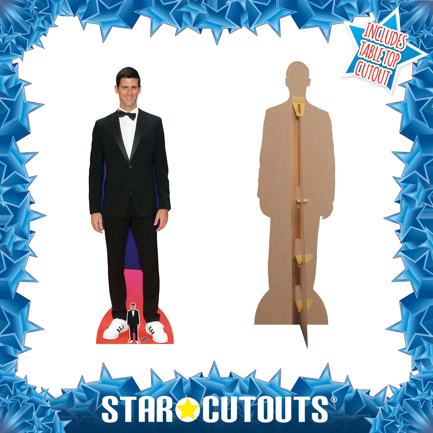 CS793 Novak Djokovic Tennis Player Smart Black Suit Height 190cm Lifesize Cardboard Cut Out With Mini - mycardboardcutout