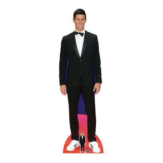 CS793 Novak Djokovic Tennis Player Smart Black Suit Height 190cm Lifesize Cardboard Cut Out With Mini - mycardboardcutout