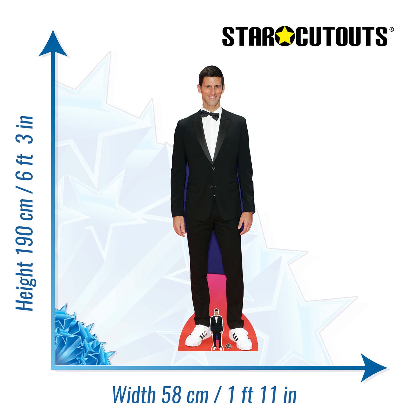 CS793 Novak Djokovic Tennis Player Smart Black Suit Height 190cm Lifesize Cardboard Cut Out With Mini - mycardboardcutout