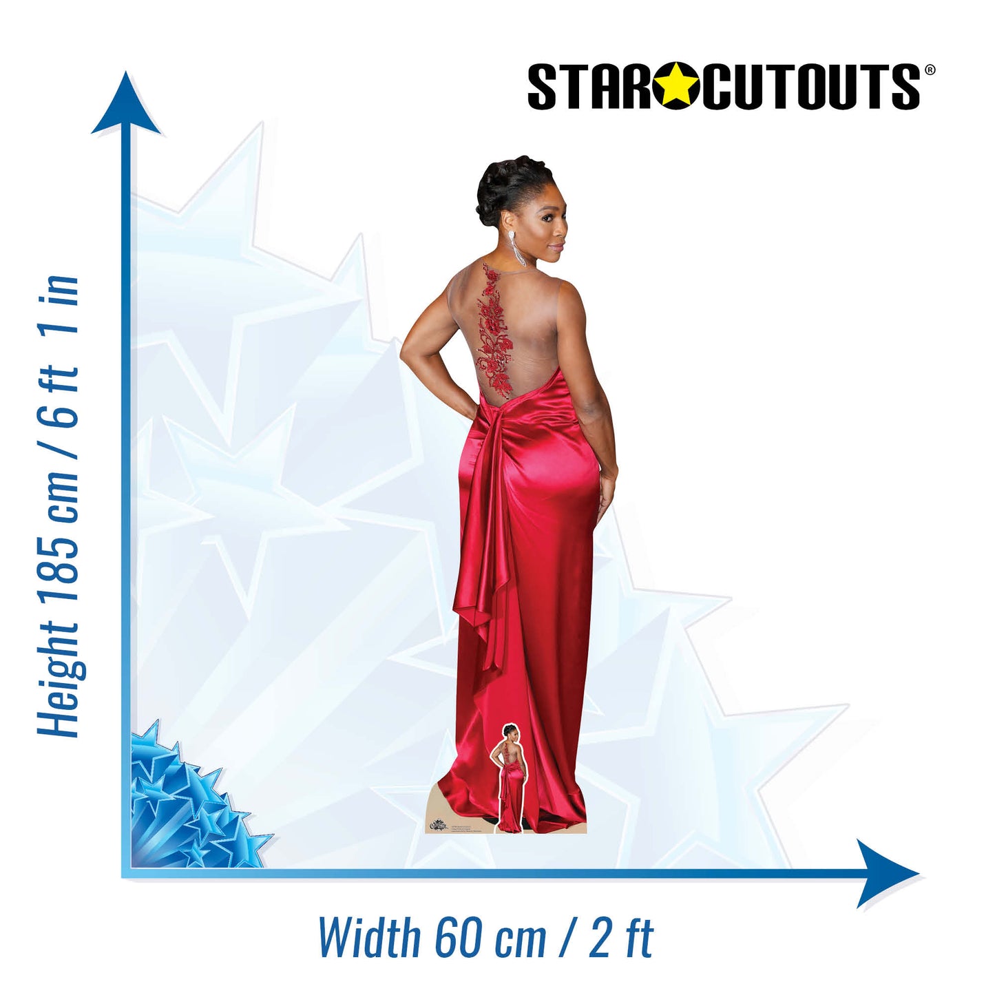 CS796 Serena Williams Red Dress Height 185cm Lifesize Cardboard Cut Out With Mini - mycardboardcutout