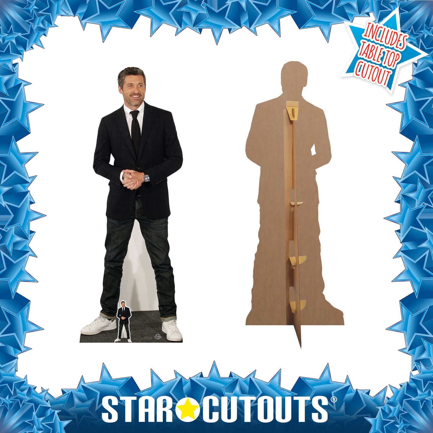 CS815 Patrick Dempsey Casual Trainers Height 181cm Lifesize Cardboard Cut Out With Mini - mycardboardcutout