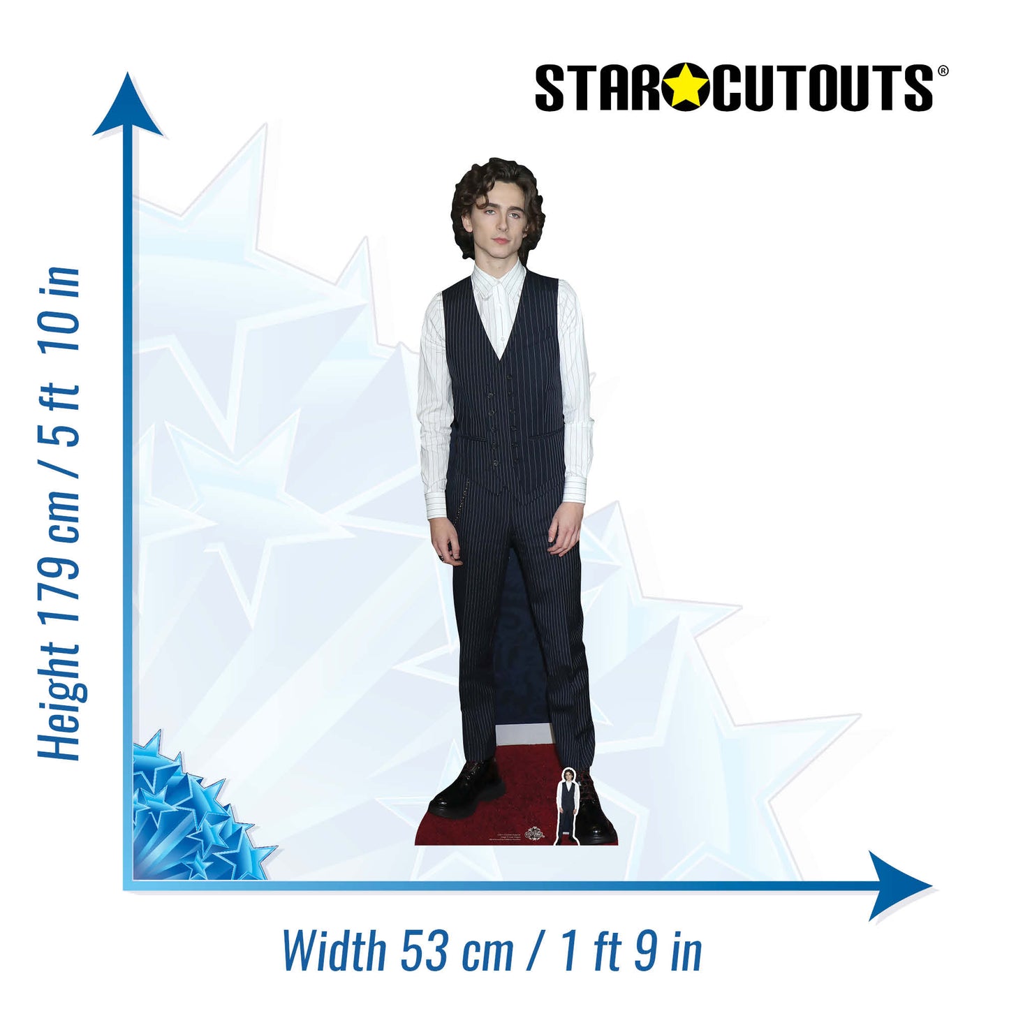 CS817 Timothee Chalamet King Waistcoat Height 179cm Lifesize Cardboard Cut Out With Mini - mycardboardcutout