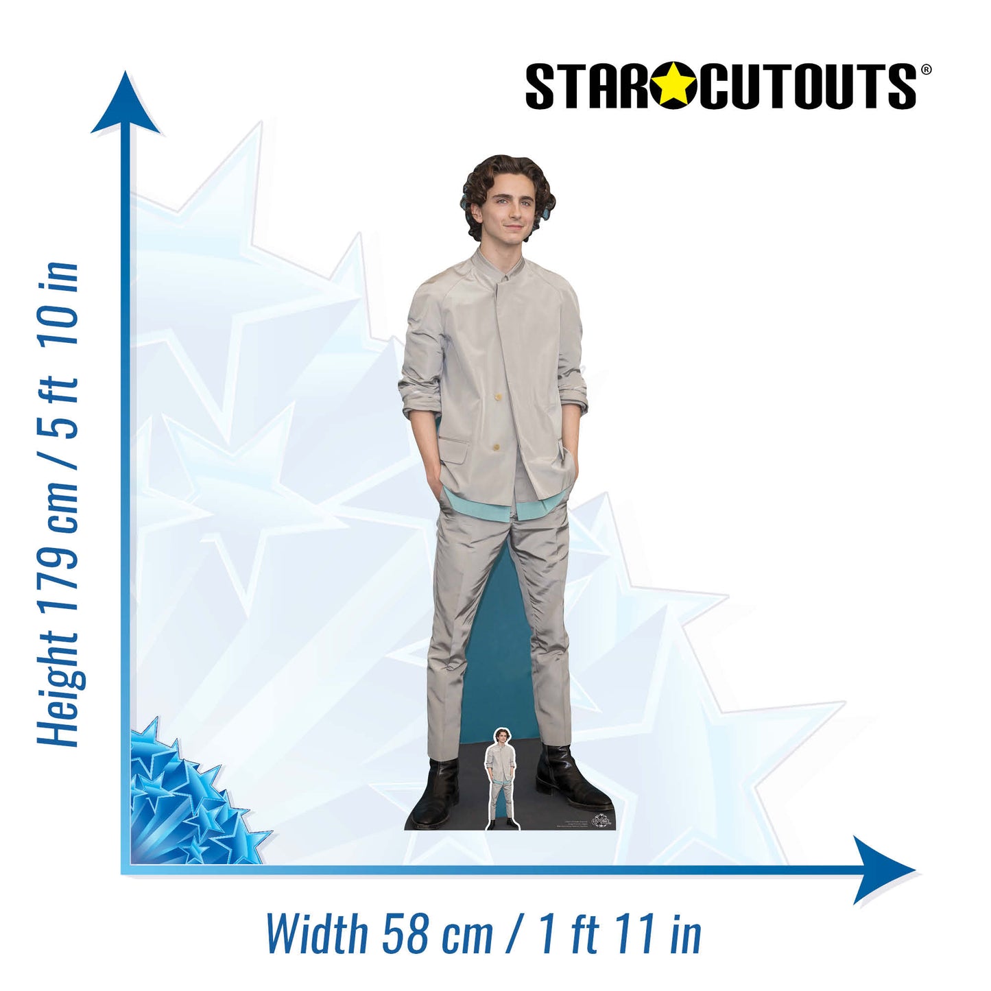 CS827 Timothee Hal Chalamet American Actor Height 179cm Lifesize Cardboard Cut Out With Mini - mycardboardcutout
