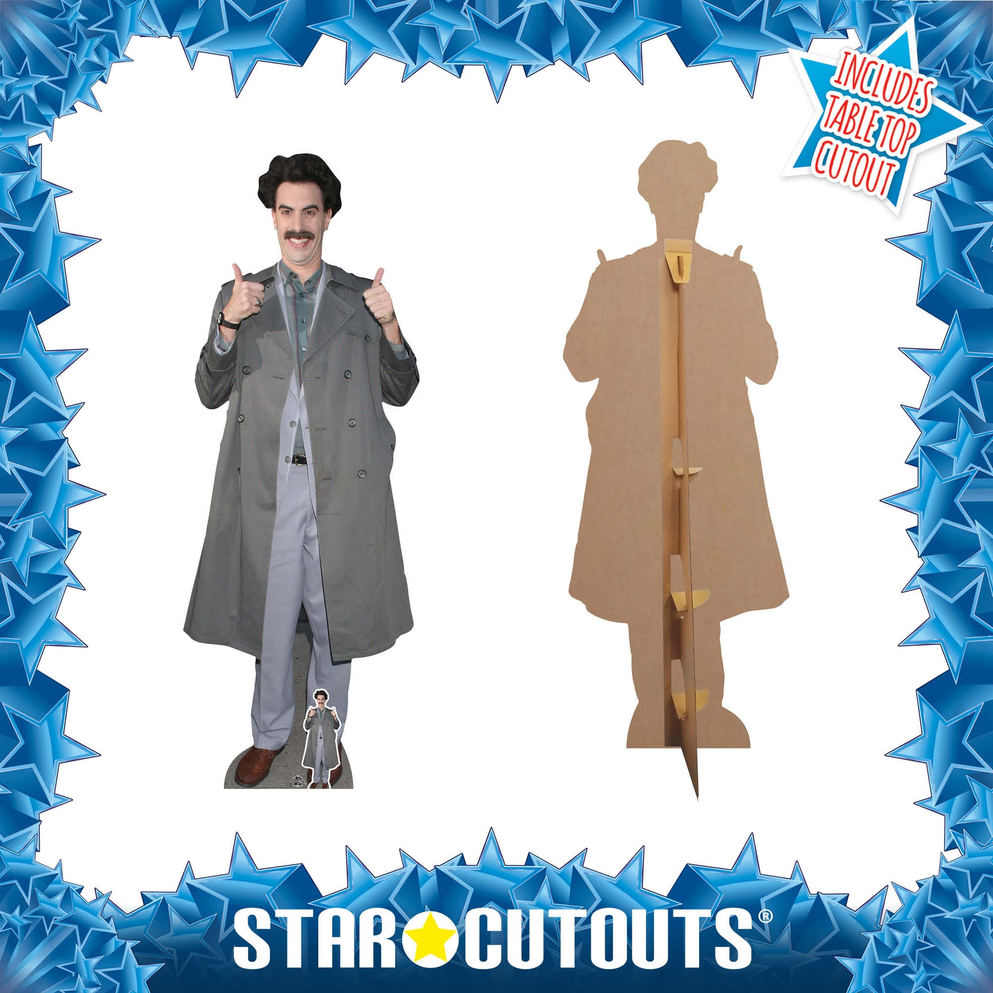 CS839 Borat Sacha Baron Cohen Height 191cm Lifesize Cardboard Cut Out With Mini - mycardboardcutout
