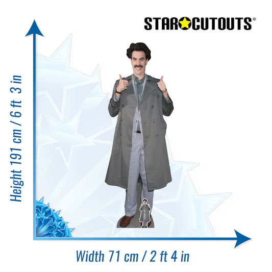 CS839 Borat Sacha Baron Cohen Height 191cm Lifesize Cardboard Cut Out With Mini - mycardboardcutout