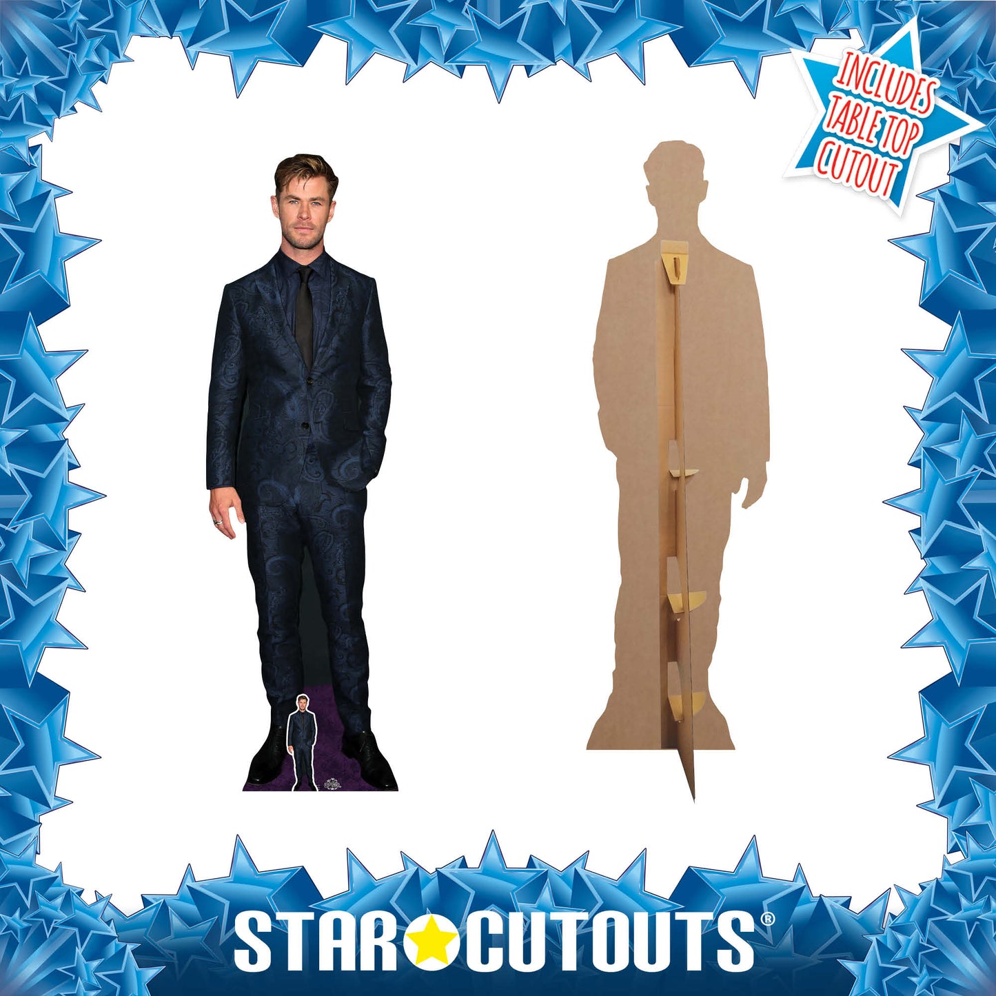 CS845 Chris Hemsworth Blue Suit Height 190cm Lifesize Cardboard Cut Out With Mini - mycardboardcutout