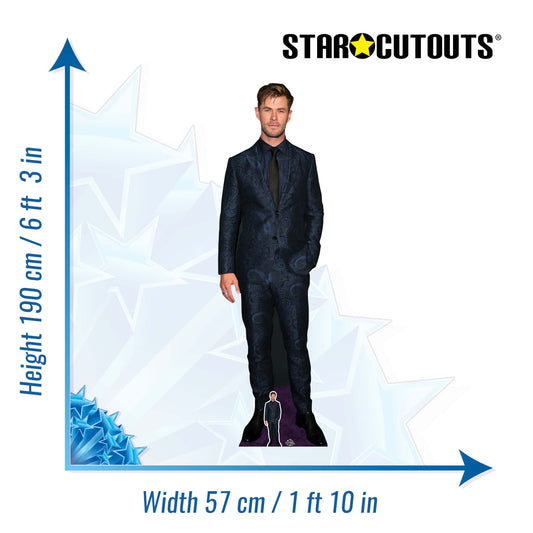 CS845 Chris Hemsworth Blue Suit Height 190cm Lifesize Cardboard Cut Out With Mini - mycardboardcutout