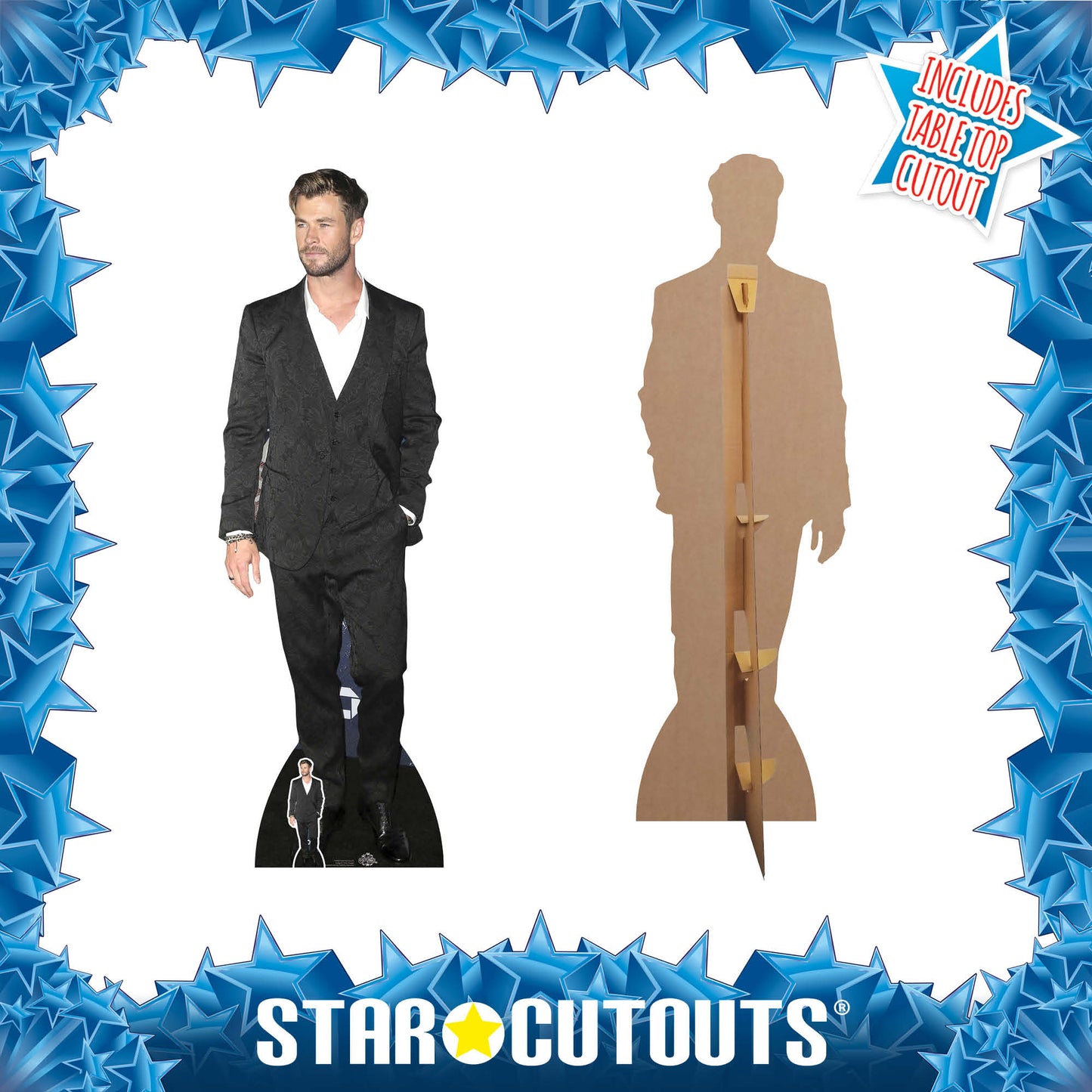 CS858 Chris Hemsworth White Shirt Height 190cm Lifesize Cardboard Cut Out With Mini - mycardboardcutout