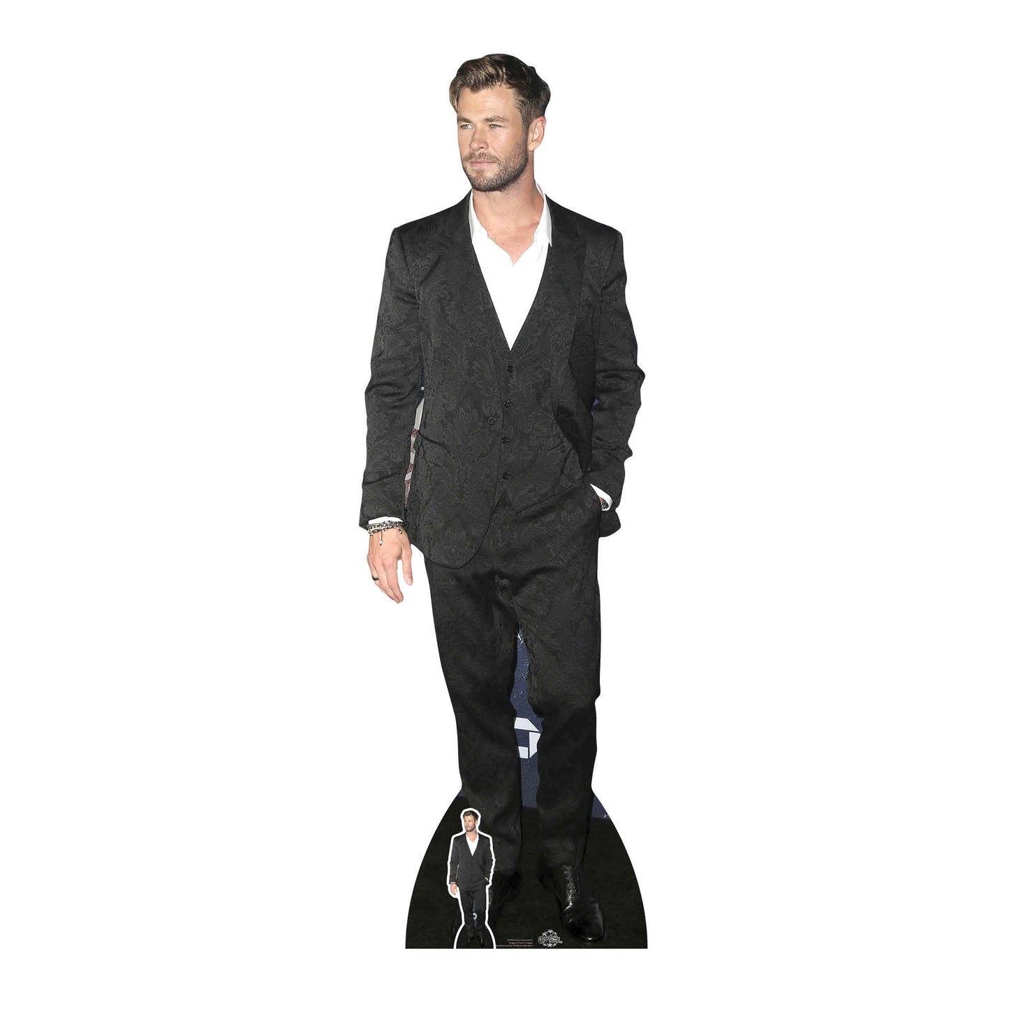 CS858 Chris Hemsworth White Shirt Height 190cm Lifesize Cardboard Cut Out With Mini - mycardboardcutout