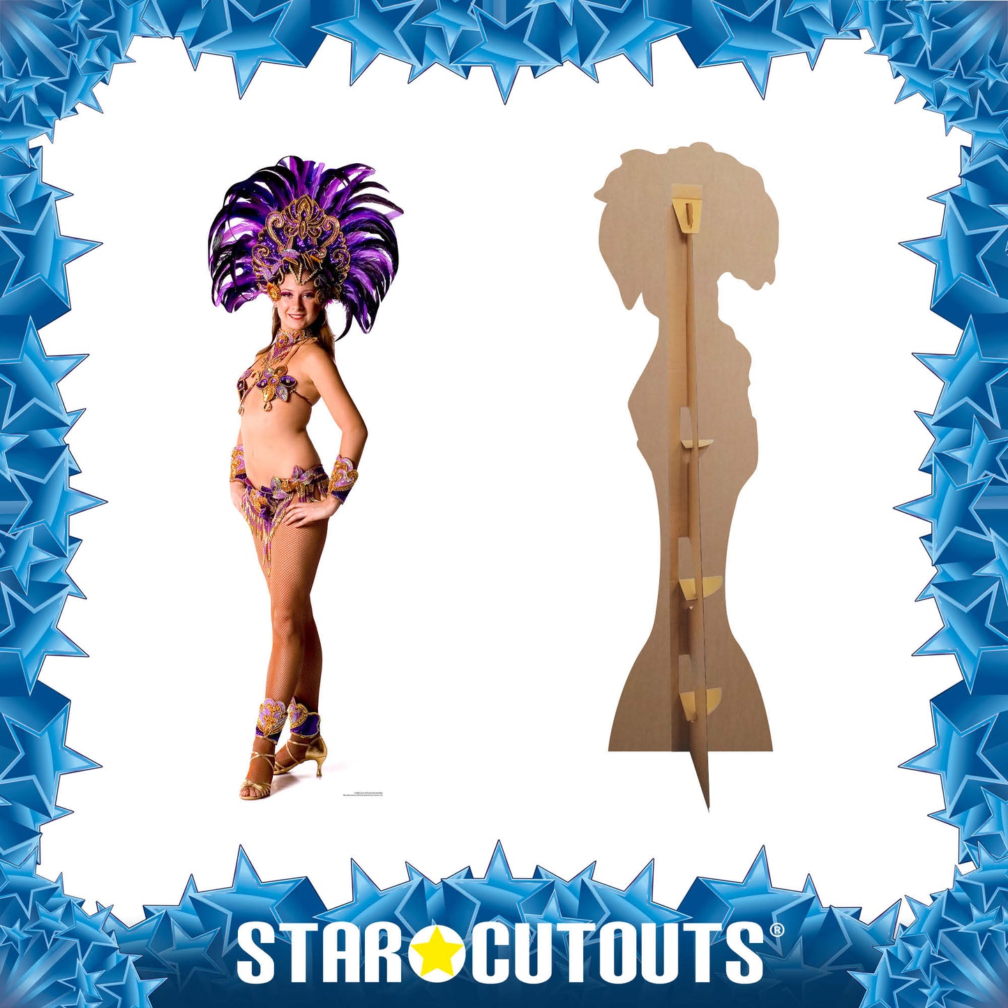 SC860 Carnival Purple Peacock Babe Cardboard Cut Out Height 194cm - mycardboardcutout