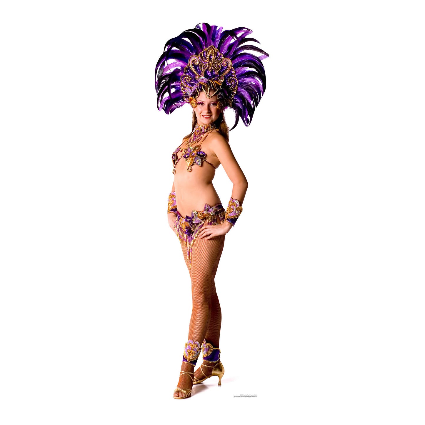 SC860 Carnival Purple Peacock Babe Cardboard Cut Out Height 194cm - mycardboardcutout