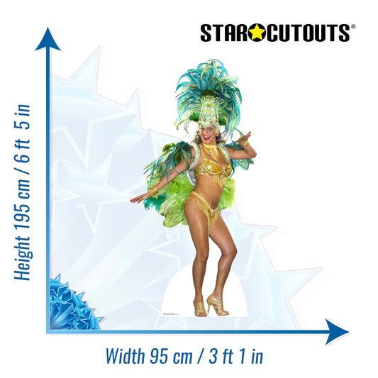 SC861 Groovy Green Festival Babe Cardboard Cut Out Height 195cm - mycardboardcutout