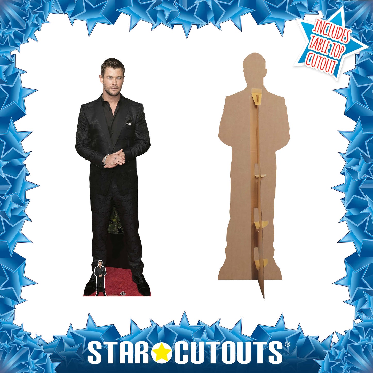 CS870 Chris Hemsworth Black Shirt Height 190cm Lifesize Cardboard Cut Out With Mini - mycardboardcutout