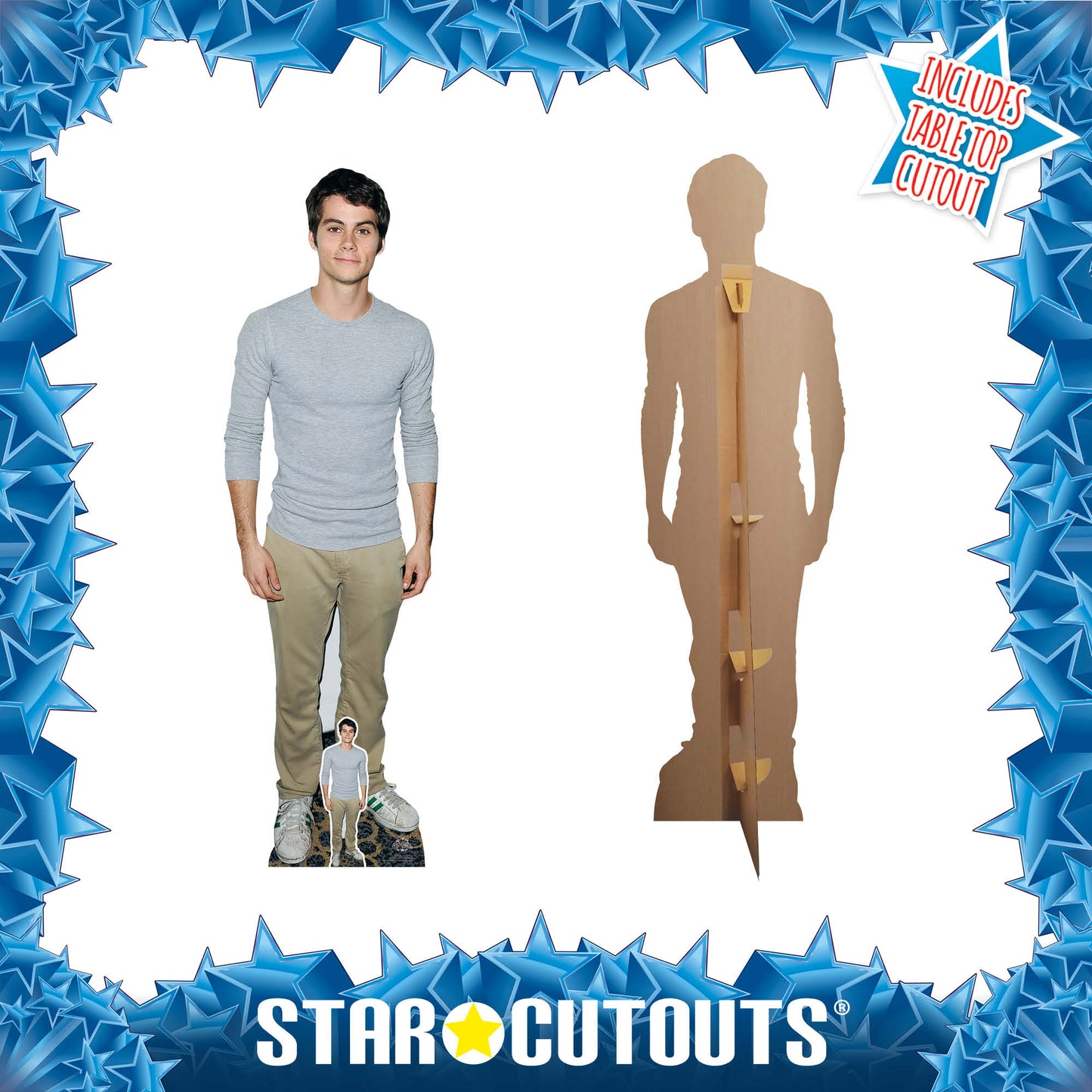 CS884 Dylan O'Brien (Grey Shirt) Height 179cm Lifesize Cardboard Cut Out With Mini - mycardboardcutout