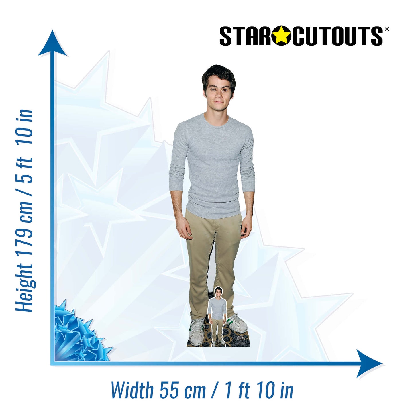 CS884 Dylan O'Brien (Grey Shirt) Height 179cm Lifesize Cardboard Cut Out With Mini - mycardboardcutout