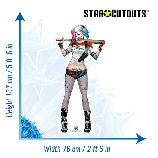 SC890 Harley Quinn (Suicide Squad Comic Artwork) Cardboard Cut Out Height 167cm - mycardboardcutout