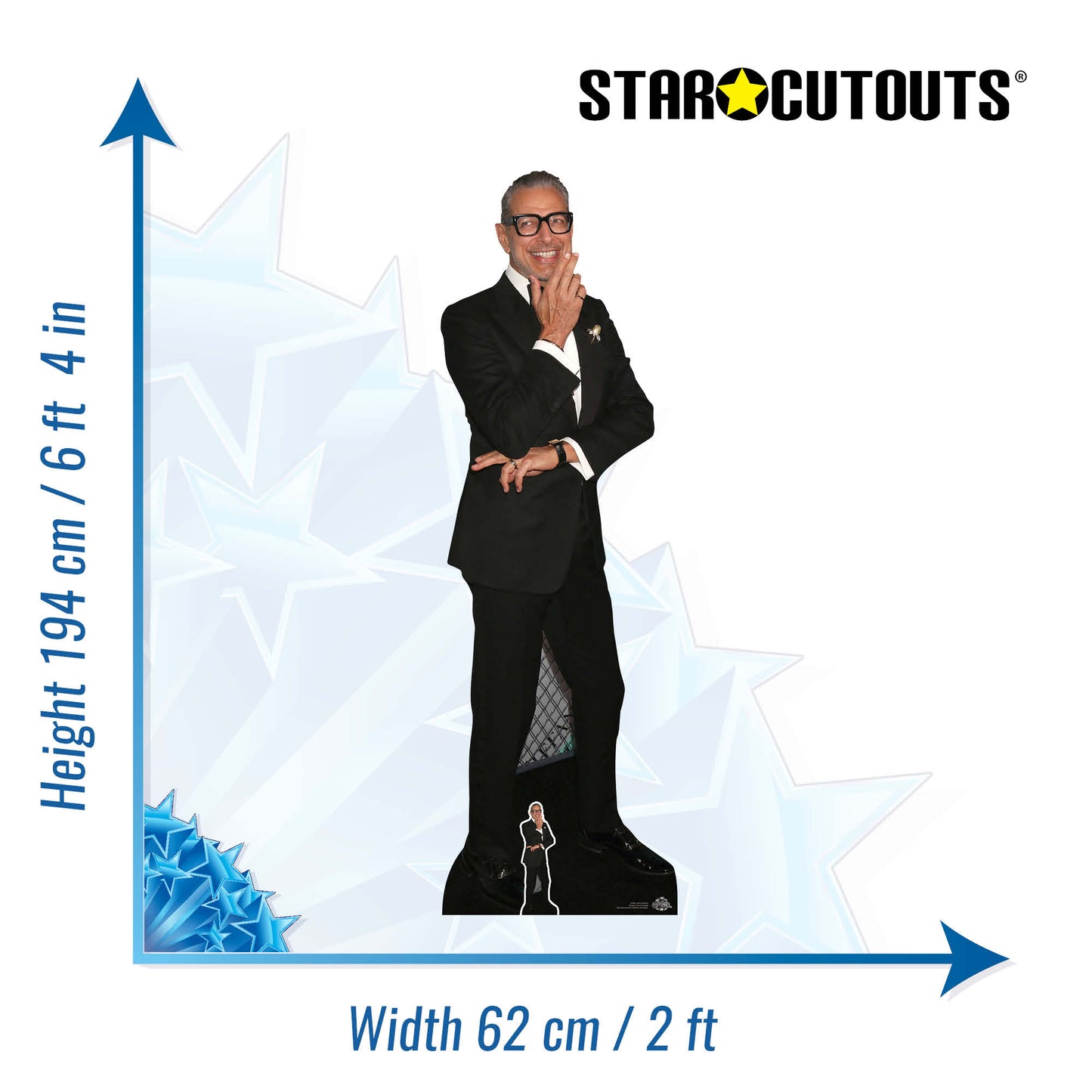 CS909 Jeff Goldblum (Black Suit) Height 194cm Lifesize Cardboard Cut Out With Mini - mycardboardcutout