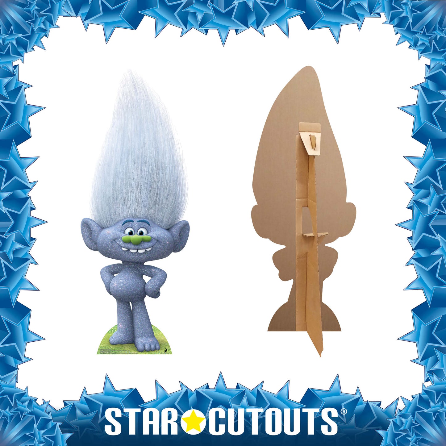 Glittery Grey Troll Guy Diamond Cardboard Cutout