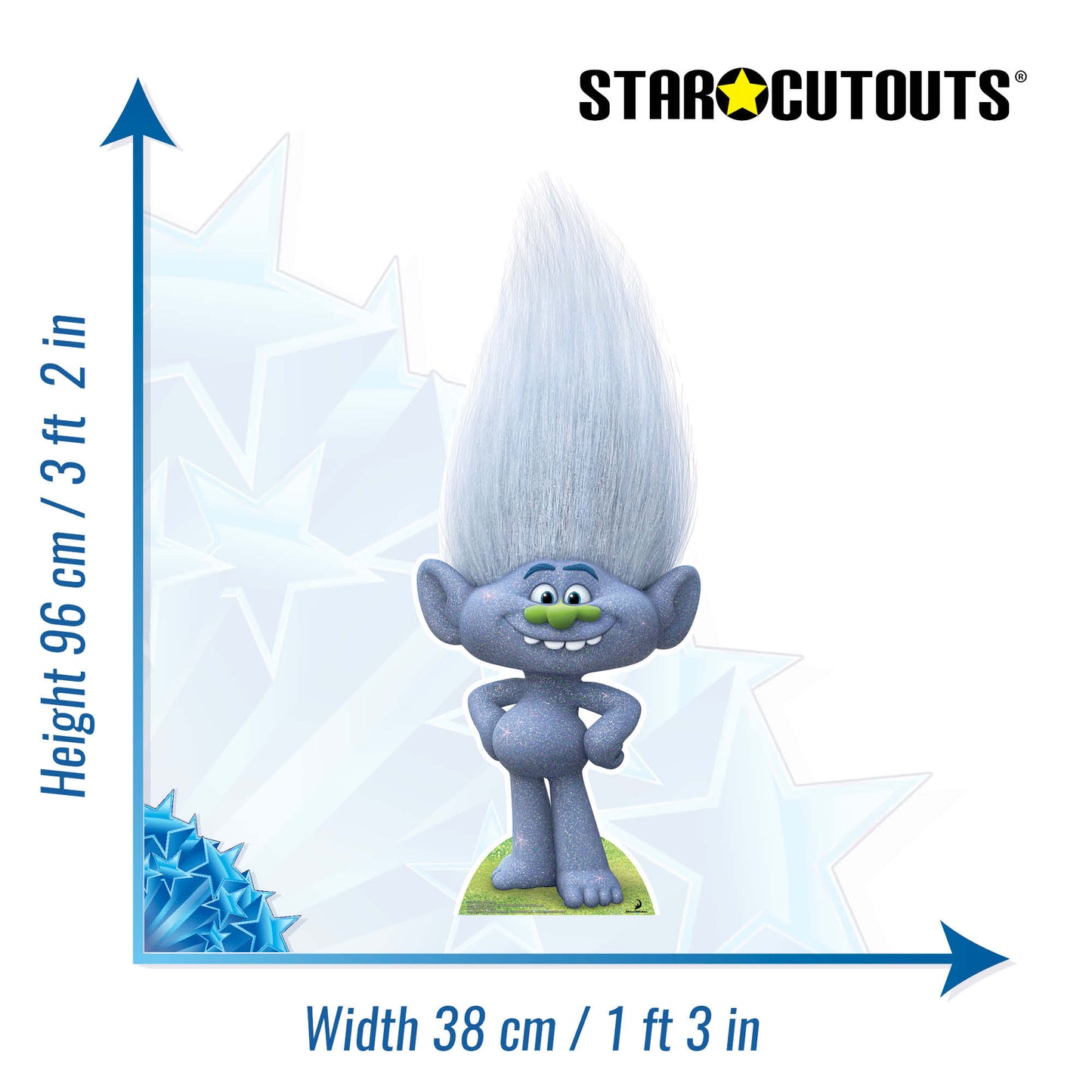 Glittery Grey Troll Guy Diamond Cardboard Cutout